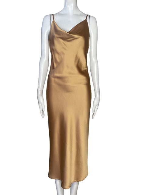 Vestido Petal + Pup Lencero Midi Marrón - Talla 6