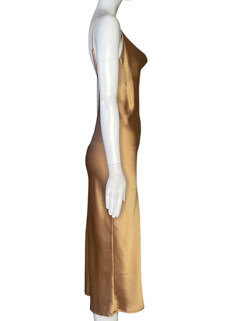 Vestido Petal + Pup Lencero Midi Marrón - Talla 6