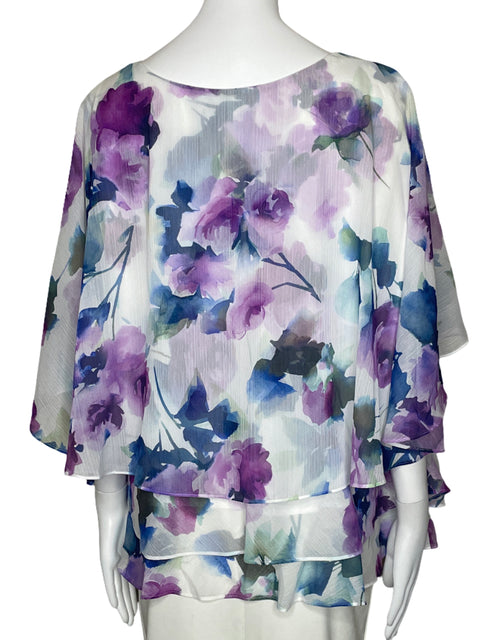 Blusa Alex Evenings Rosas Vuelo Blanco-Talla 2X