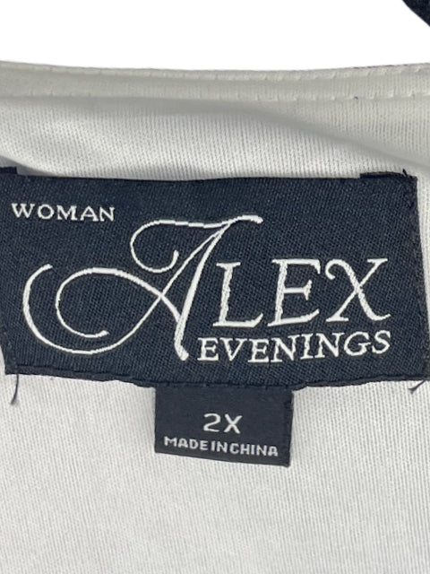 Blusa Alex Evenings Rosas Vuelo Blanco-Talla 2X