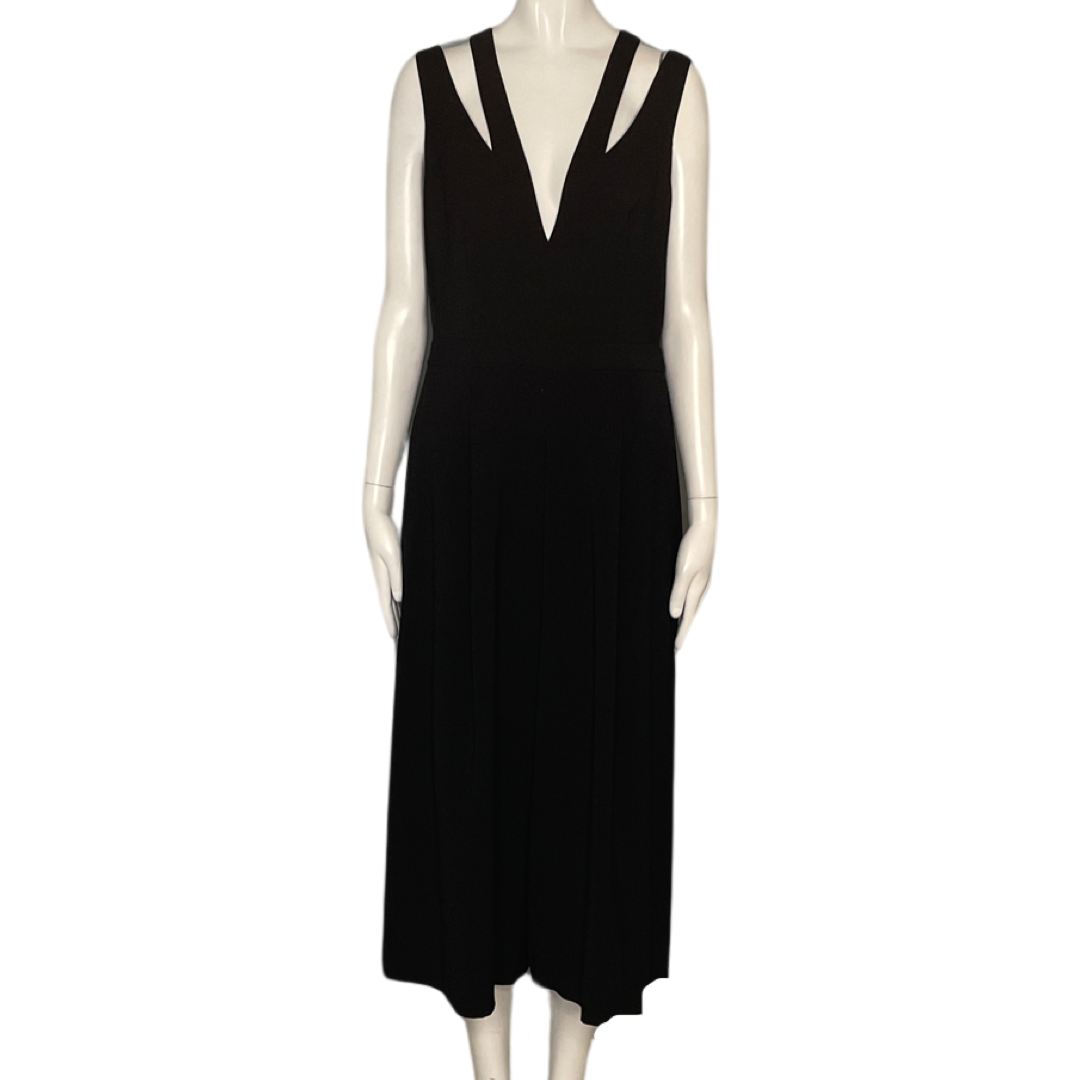 Mono BCBG Recto Cuello V Solido Negro-Talla M