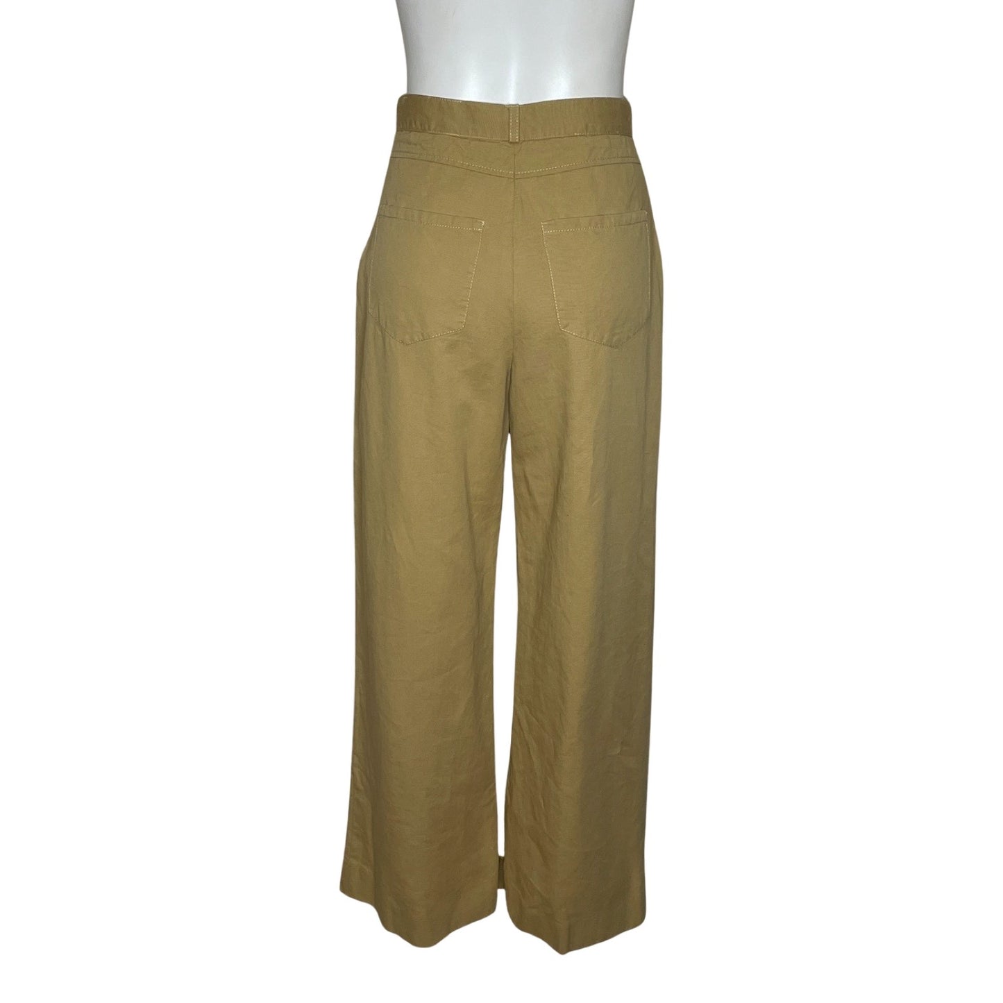 Pantalon Zara Bolsillos Plizados Beige-Talla S