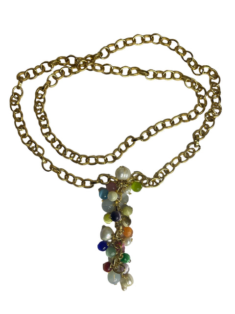 Collar Tesoro TPS Cadena Pedreria Dorado-Talla U