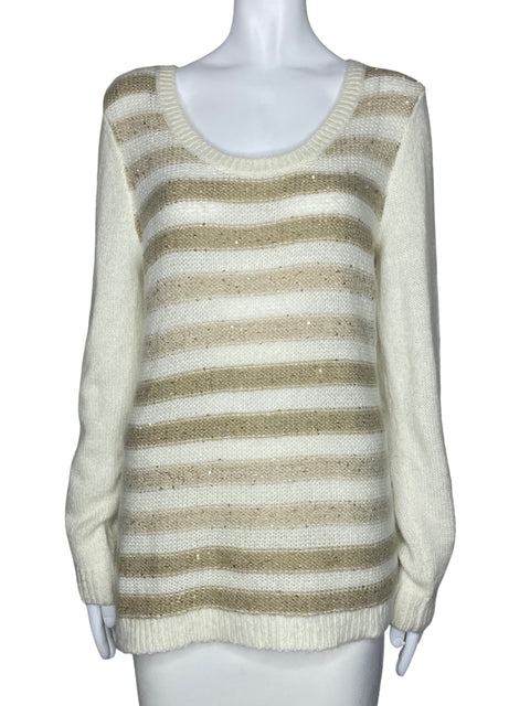 Sueter Tommy Hilfiger Tejido Rayas Blanco-Talla L
