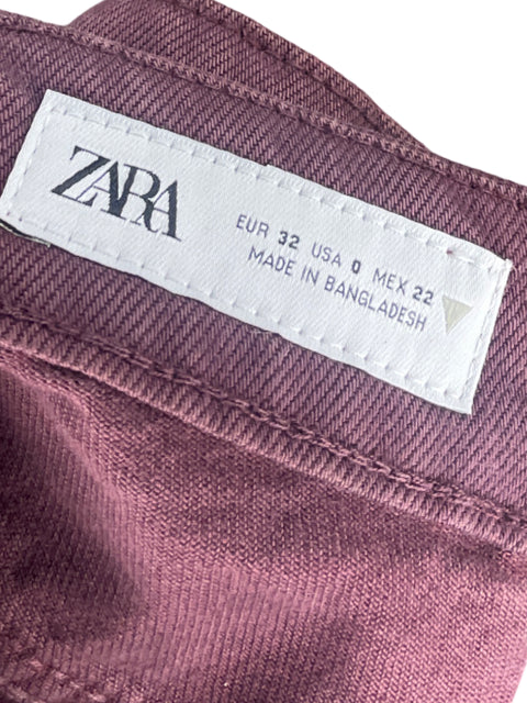 Pantalón Zara Barrel Rojo Vino - Talla 0