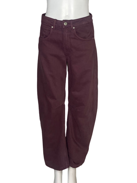 Pantalón Zara Barrel Rojo Vino - Talla 0