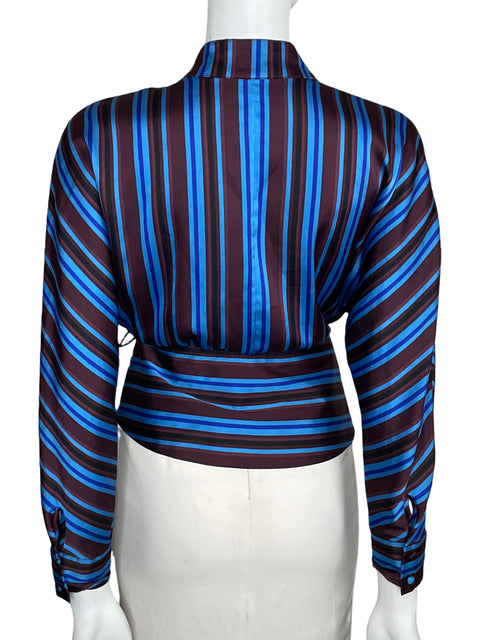 Blusa INC Crossbody Líneas Azul-Talla S