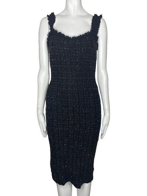 Vestido MNG Tweed Metalizado Negro-Talla 4