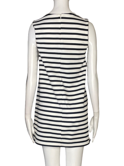 Vestido Zara Mini Sin Mangas Líneas Blanco - Talla S