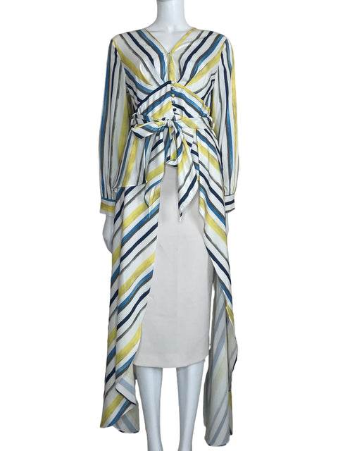 Camisa Alpha&Omega Asimétrica Rayas Amarillo-Talla M