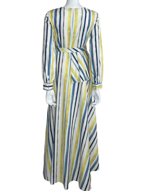 Camisa Alpha&Omega Asimétrica Rayas Amarillo-Talla M