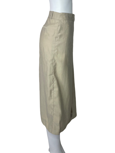 Falda MNG Recta Abierta Beige-Talla 12
