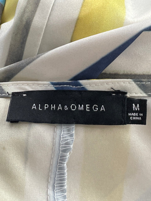 Camisa Alpha&Omega Asimétrica Rayas Amarillo-Talla M