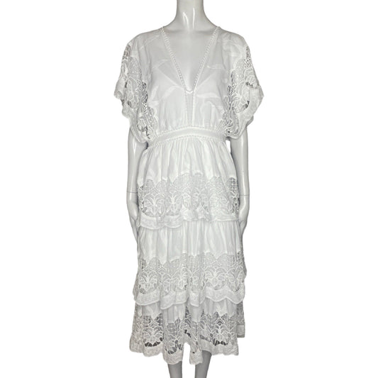 Vestido Farm Bordes Encaje Blanco-Talla S