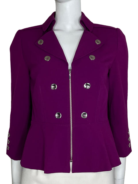 Blazer Tahari Botones Cremallera Morado-Talla 4