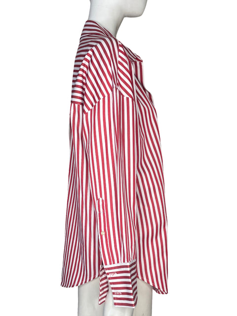 Camisa Zara Líneas Cuello V Rojo - Talla XS