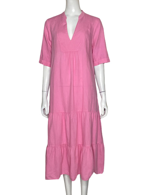 Vestido Zara Mangas Puff Rosado-Talla S