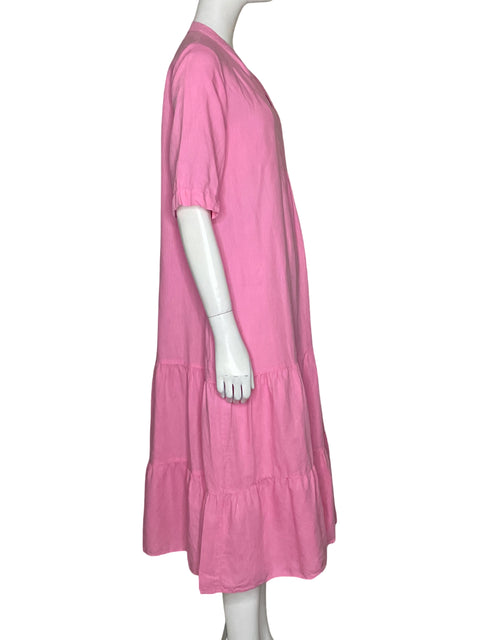 Vestido Zara Mangas Puff Rosado-Talla S