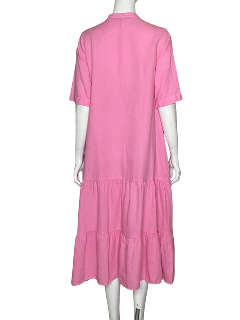 Vestido Zara Mangas Puff Rosado-Talla S