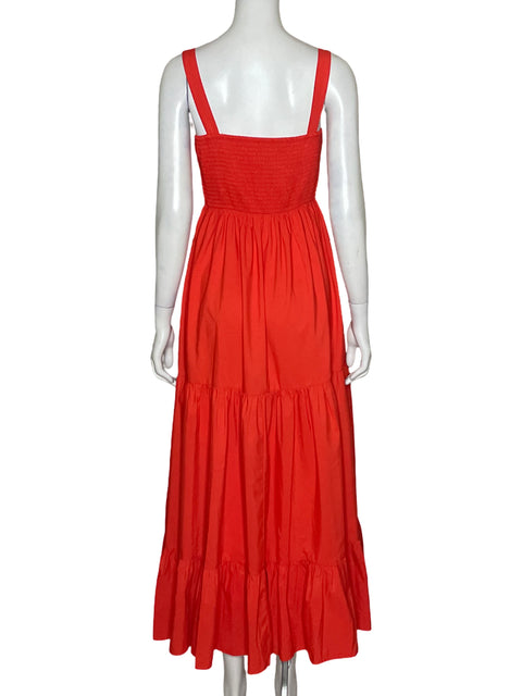 Vestido Zara Fruncido Vuelos Naranja-Talla XS