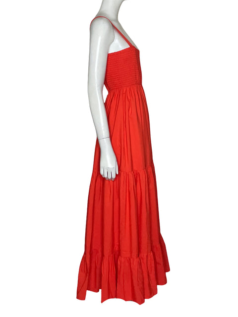 Vestido Zara Fruncido Vuelos Naranja-Talla XS