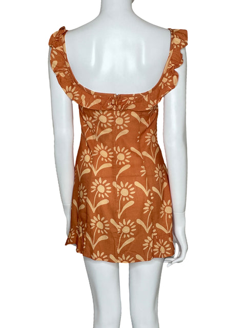 Vestido VRG GRL Estampado Sin Mangas Naranja-Talla 8