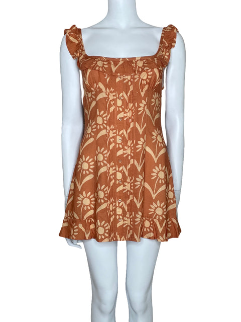 Vestido VRG GRL Estampado Sin Mangas Naranja-Talla 8