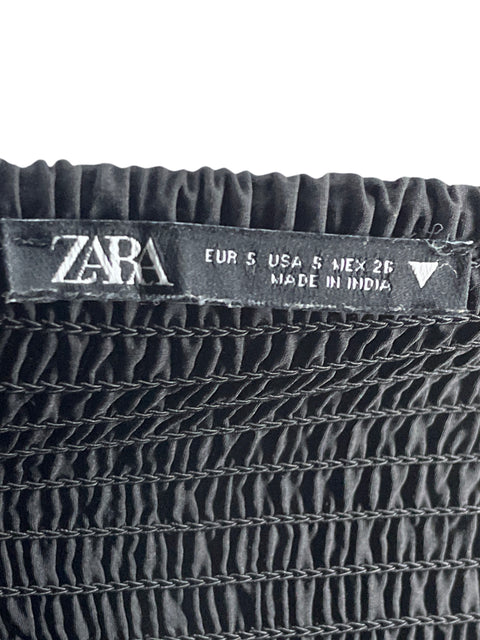 Vestido Zara Fruncido Negro-Talla S