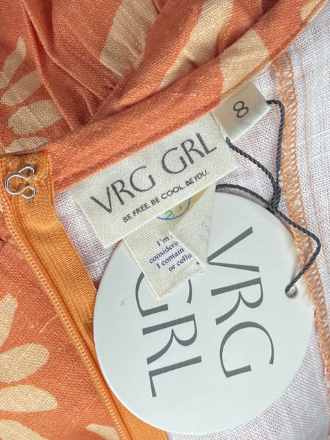 Vestido VRG GRL Estampado Sin Mangas Naranja-Talla 8
