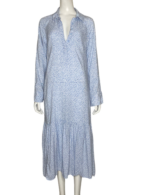 Vestido Tesoro TPS Manga Larga Flores Azul-Talla XS