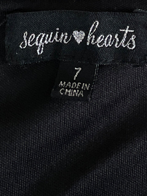 Vestido Sequin Hearts Encaje Back Out Negro-Talla 7