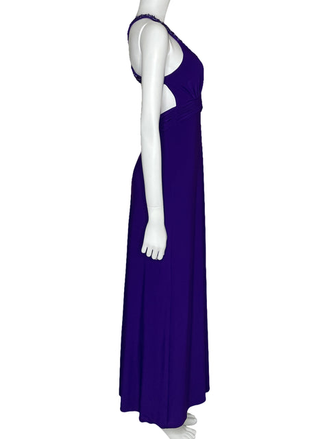 Vestido Dave & Johnny Cut Out Pedrería Morado-Talla 2