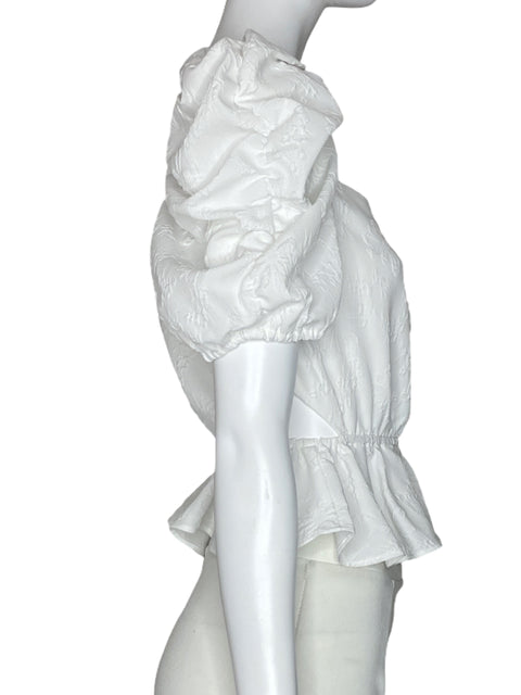 Blusa Wayf Mangas Puff Floral Blanco-Talla M