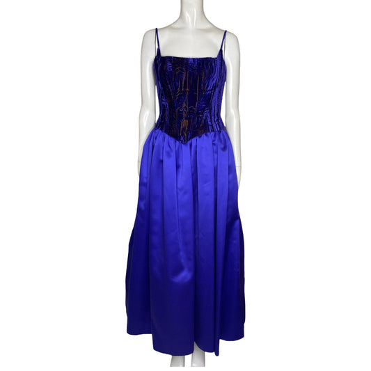 Vestido Cache Terciopelo Tiras Morado-Talla 4