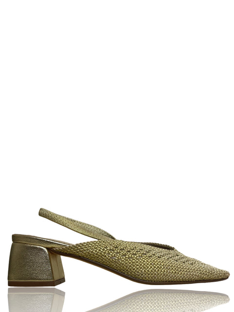 Calzado Corina Tejidas con Tiritas Dorado- Talla 38