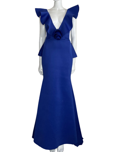 Vestido Va Va Voom Maxi Vuelos Azul-Talla M