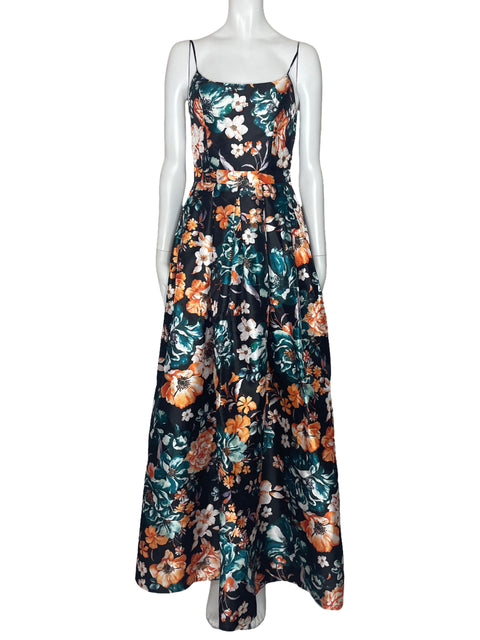 Vestido Soieblu Acampanado Floral Negro-Talla S