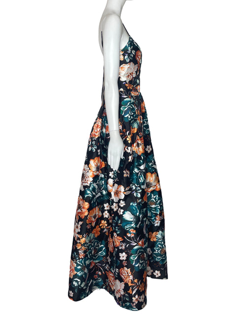 Vestido Soieblu Acampanado Floral Negro-Talla S