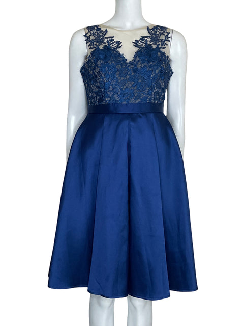 Vestido Maniju Cóctel Encaje Azul-Talla M