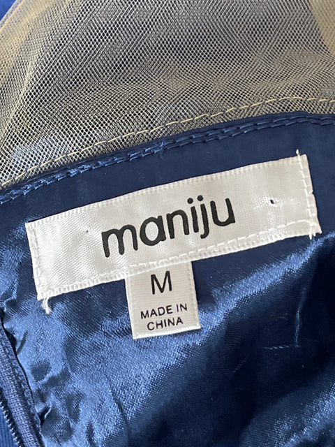 Vestido Maniju Cóctel Encaje Azul-Talla M