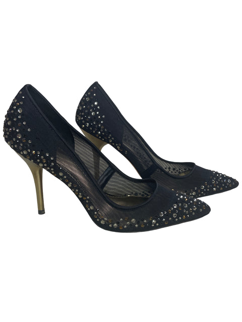 Calzado Bourne Punta Fina Negro con Lentejuelas- Talla 38