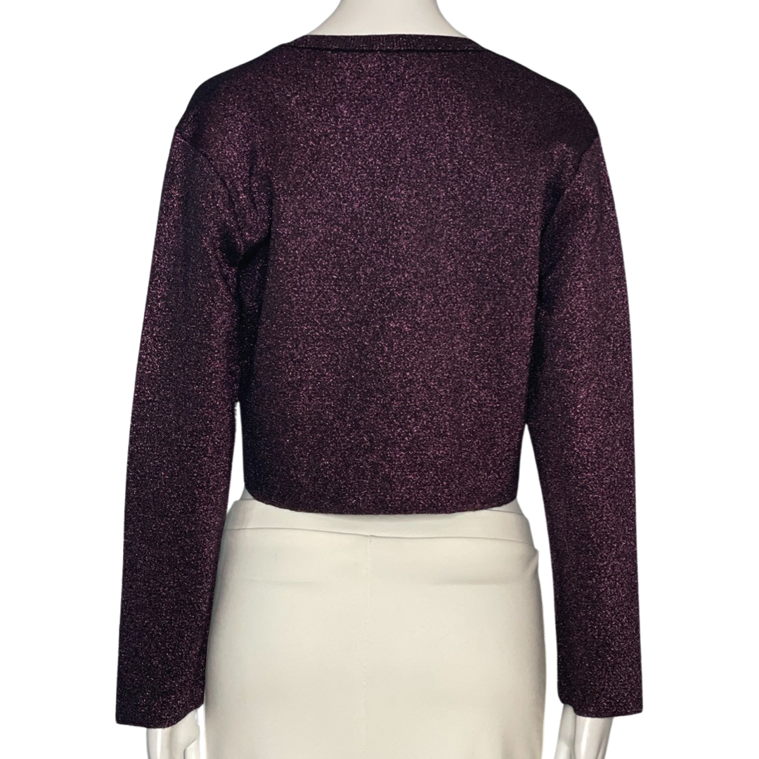 Abrigo Zara Cropped Metalizado Morado -Talla S