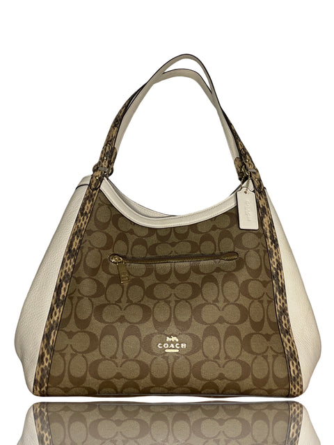 * Cartera Coach Signature Kristy Shoulder Bag Blanco-Talla M