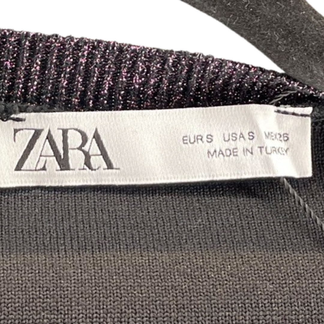 Abrigo Zara Cropped Metalizado Morado -Talla S