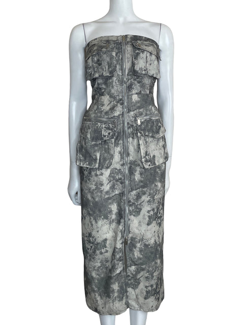 Vestido Zara Cargo Camuflaje Gris-Talla L