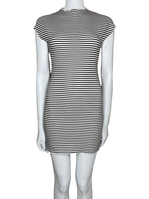 Vestido Zara Mini Rayas Sin Mangas Blanco-Talla M