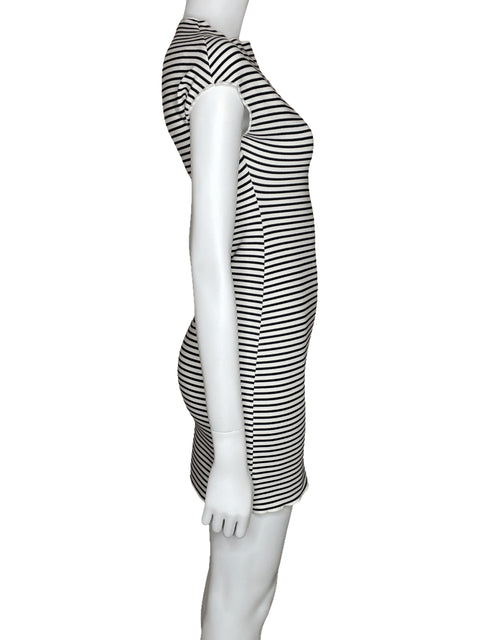 Vestido Zara Mini Rayas Sin Mangas Blanco-Talla M
