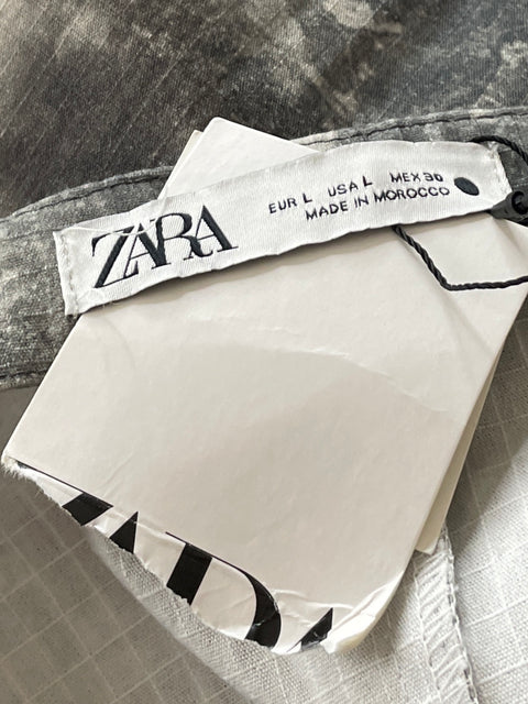 Vestido Zara Cargo Camuflaje Gris-Talla L