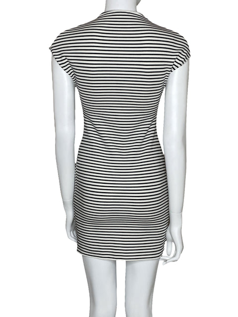 Vestido Zara Mini Rayas Sin Mangas Blanco-Talla M