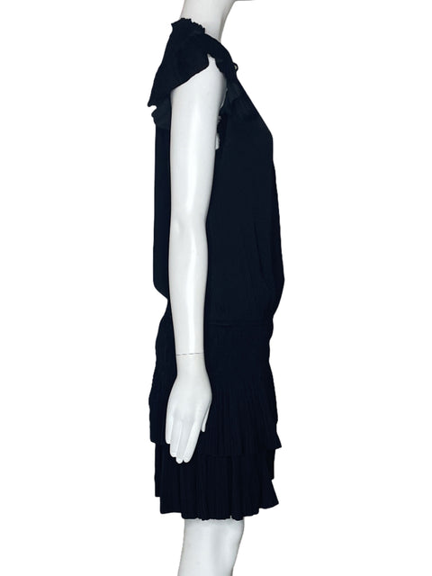 Vestido Current Air Pliegues Capas Negro-Talla XS